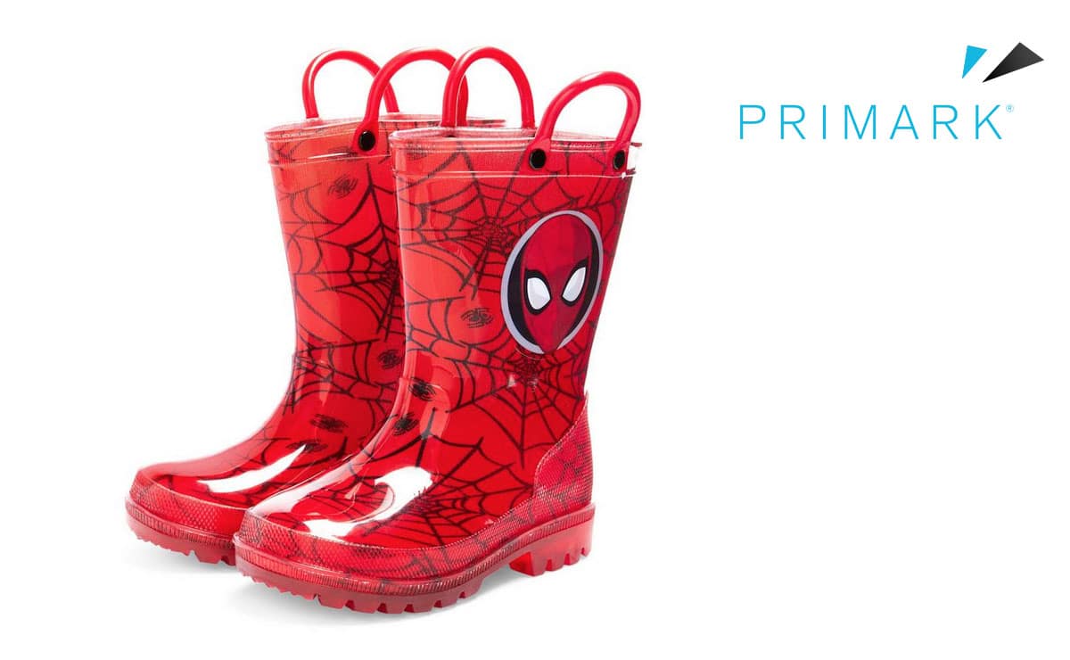 por qué Fortaleza Premedicación Botas de agua rojas de Spiderman en Primark